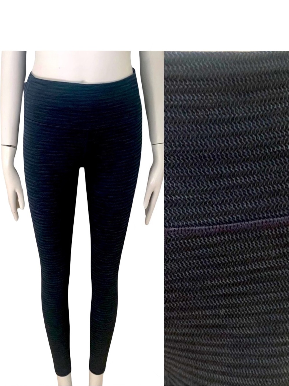 ATHLETA Athletic Tights Leggings Textured Herringbone Pattern Blue - Picture 1 of 15